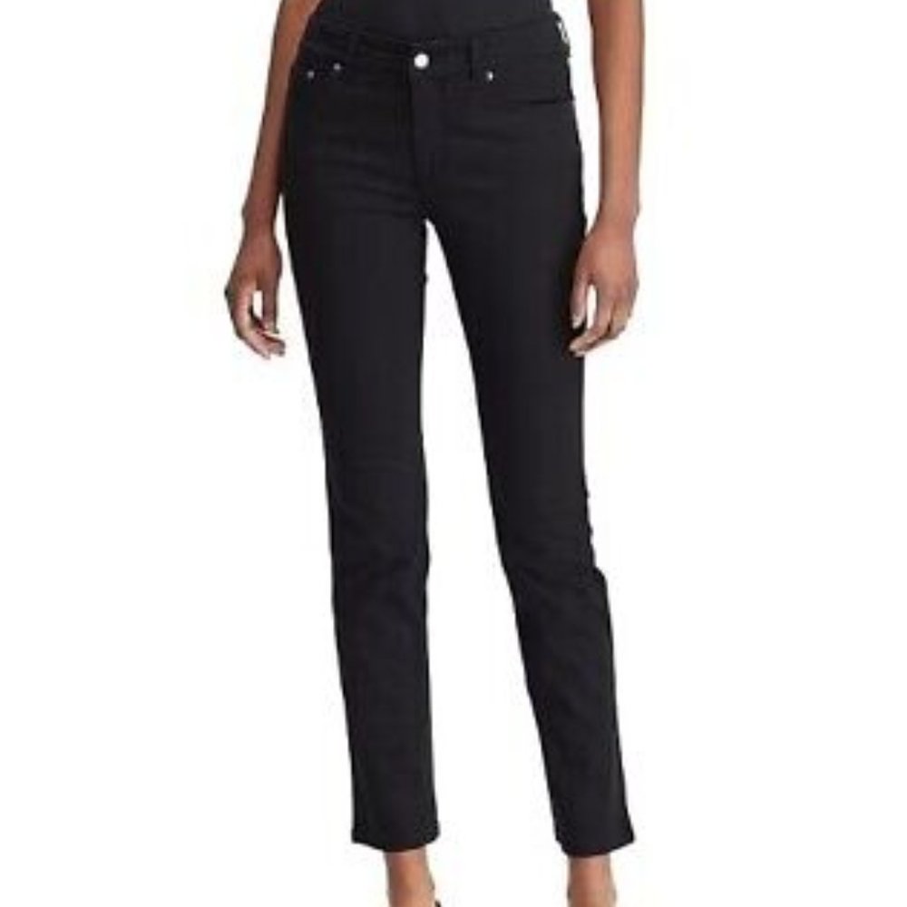 NWT Ralph Lauren Women's Premier Straight Crop Stretch Jeans Black Size 12